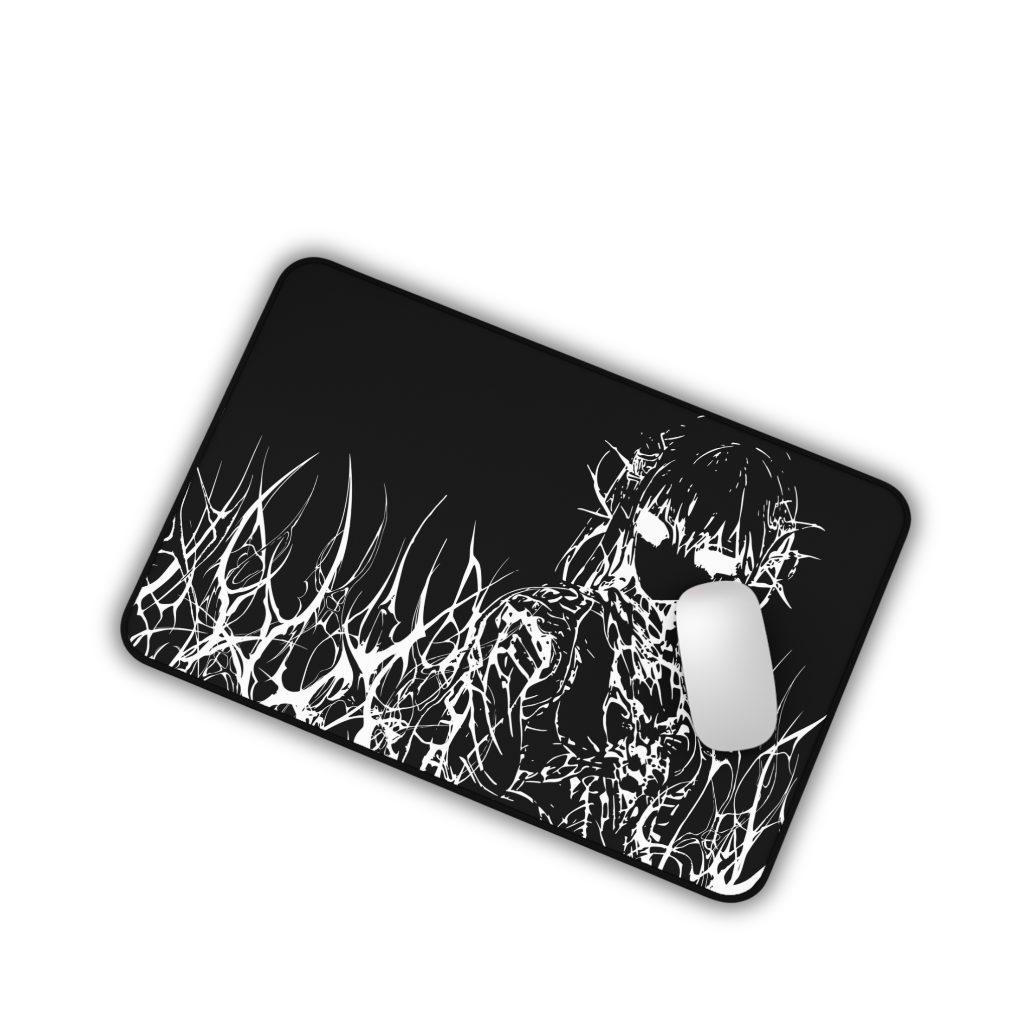 Engulfed – Black Desk Mat – Gothic Cyber Sigil Mouse Pad