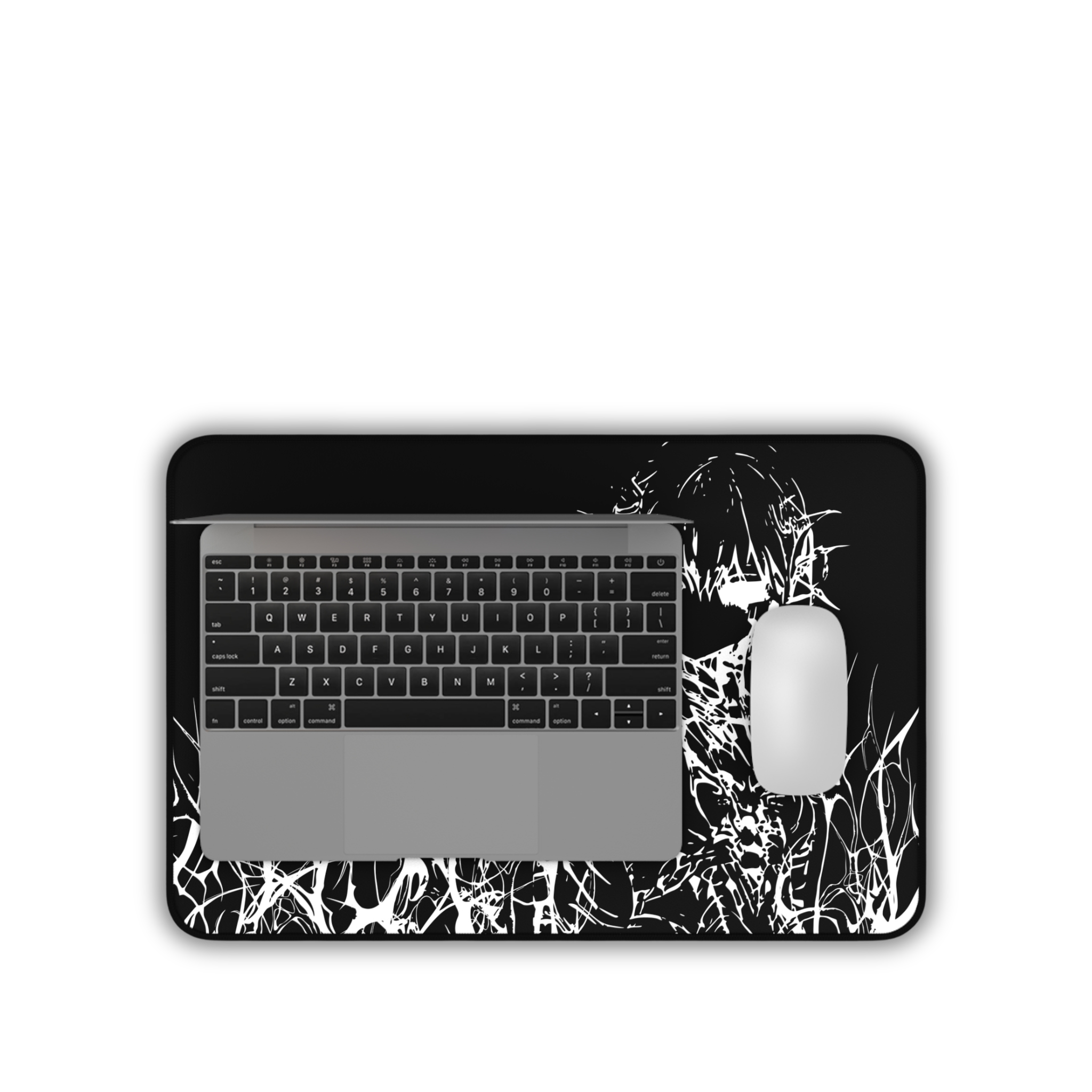 Engulfed – Black Desk Mat – Gothic Cyber Sigil Mouse Pad