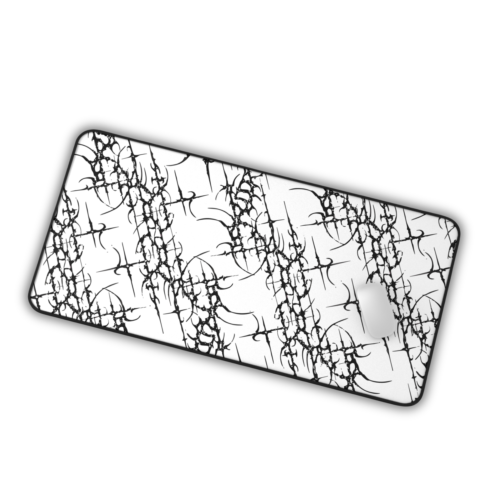 Sigil Pattern – White Desk Mat – Cyber Sigil Mouse Pad