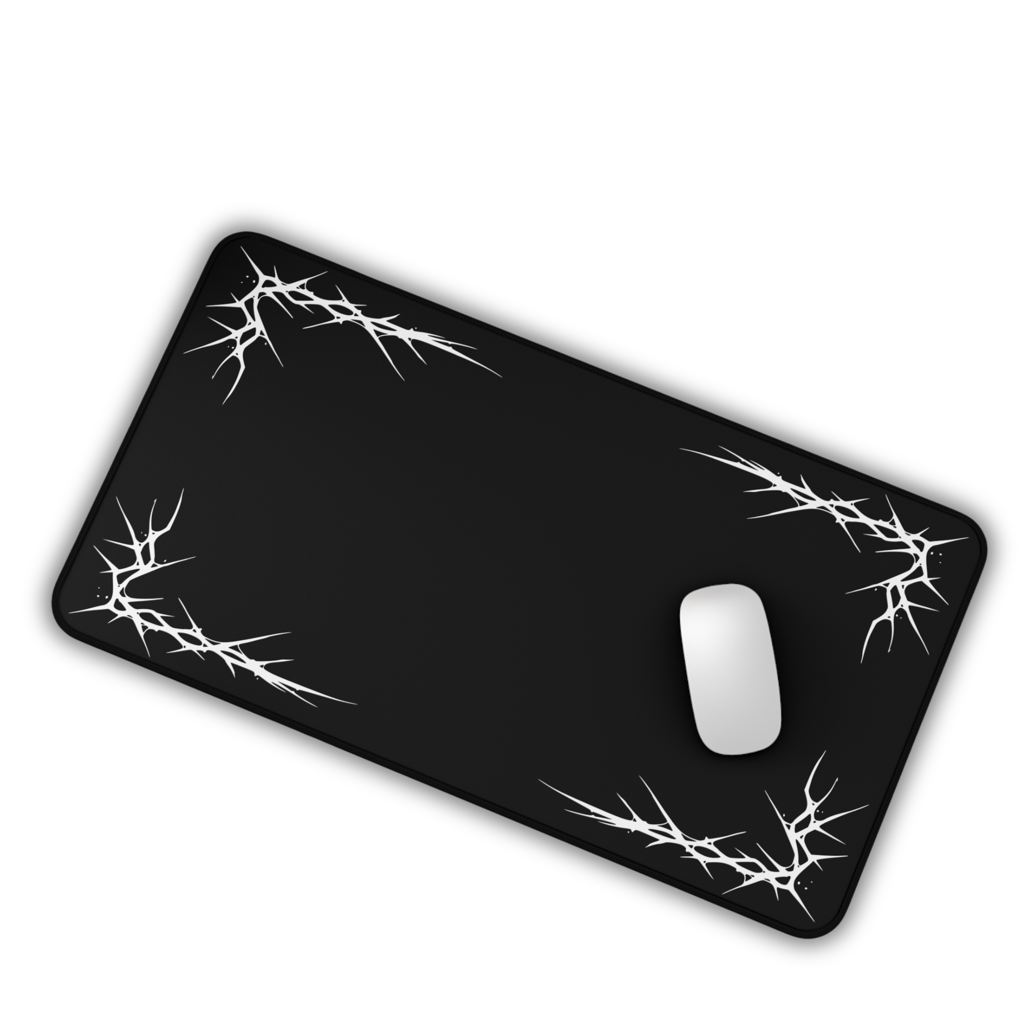 Thorns – Black Desk Mat – Minimal Gothic Thorn Mouse Pad