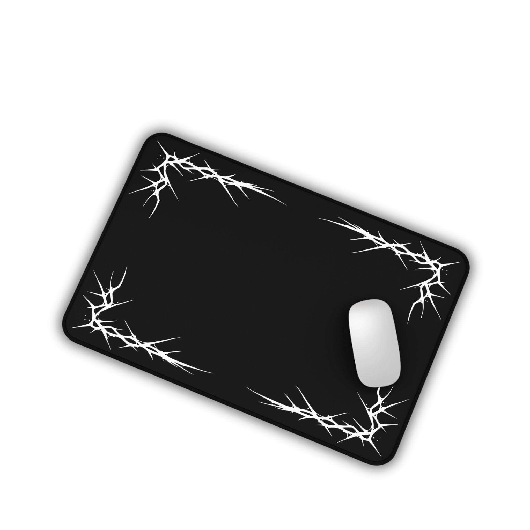 Thorns – Black Desk Mat – Minimal Gothic Thorn Mouse Pad