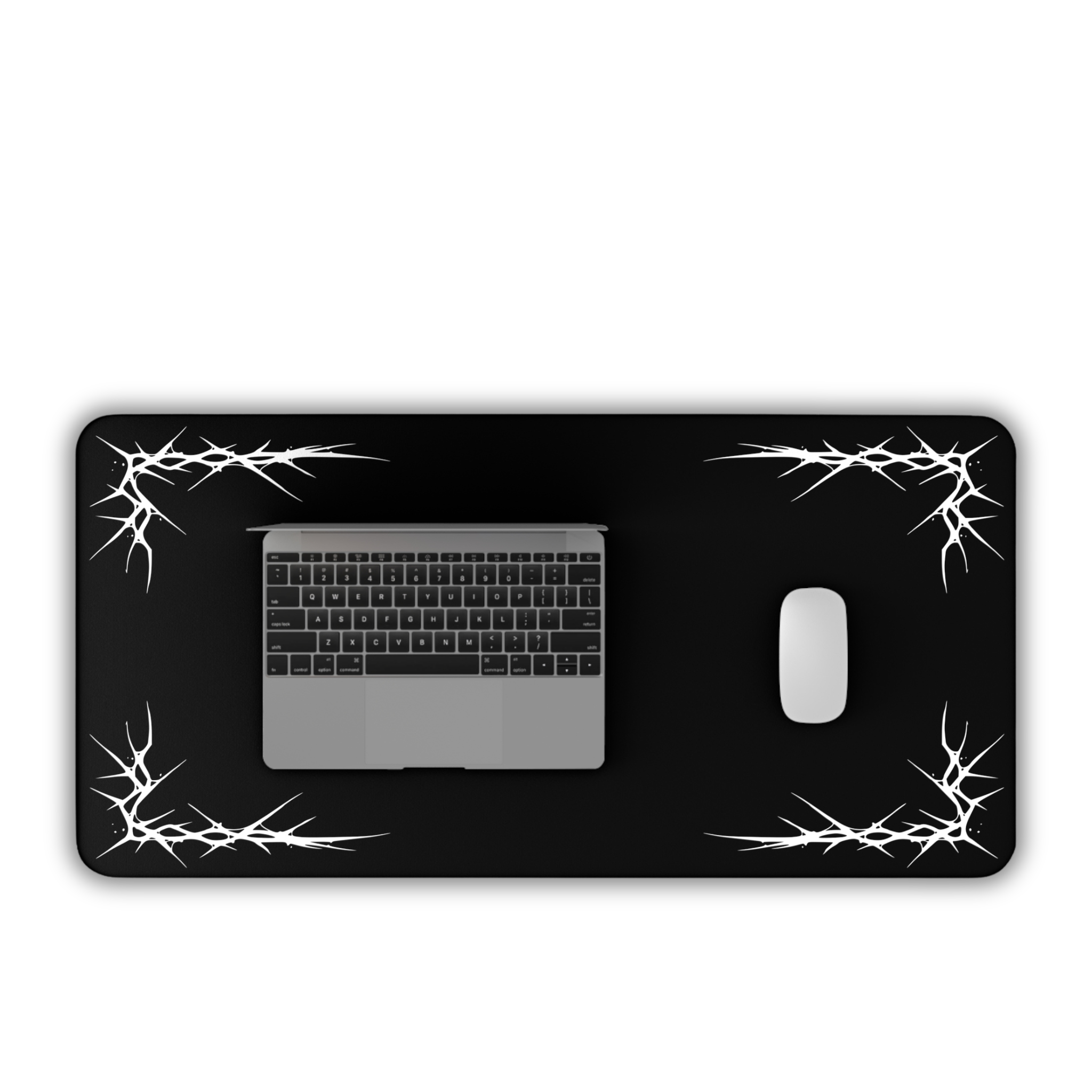 Thorns – Black Desk Mat – Minimal Gothic Thorn Mouse Pad