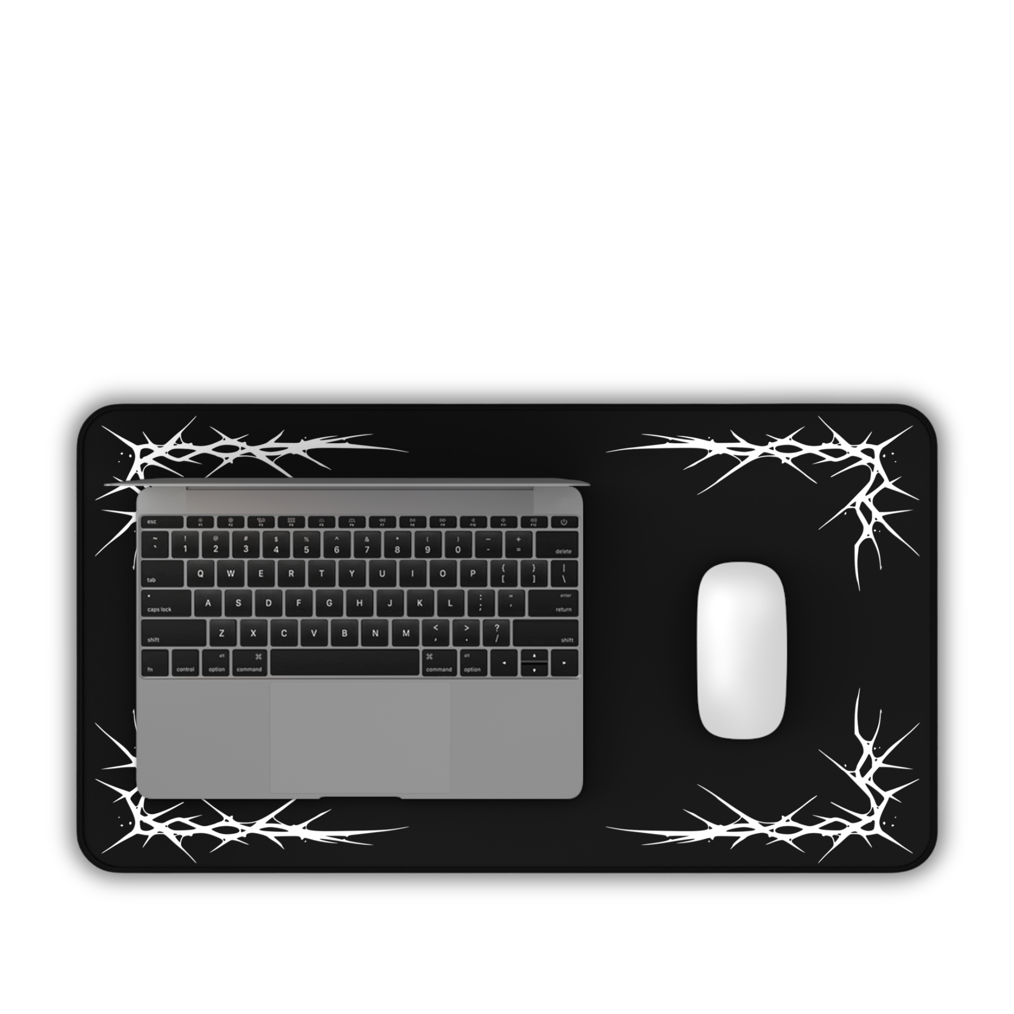 Thorns – Black Desk Mat – Minimal Gothic Thorn Mouse Pad