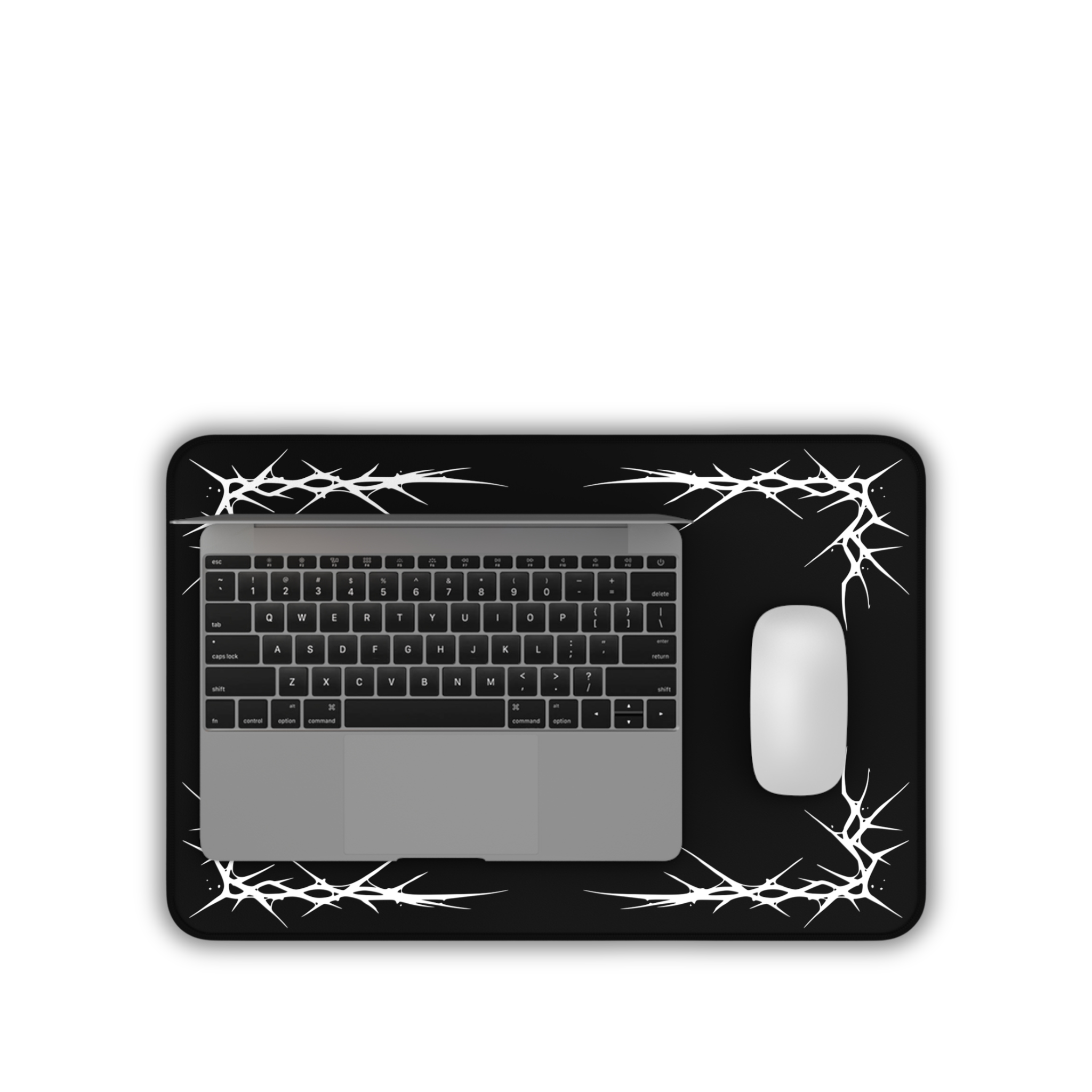 Thorns – Black Desk Mat – Minimal Gothic Thorn Mouse Pad