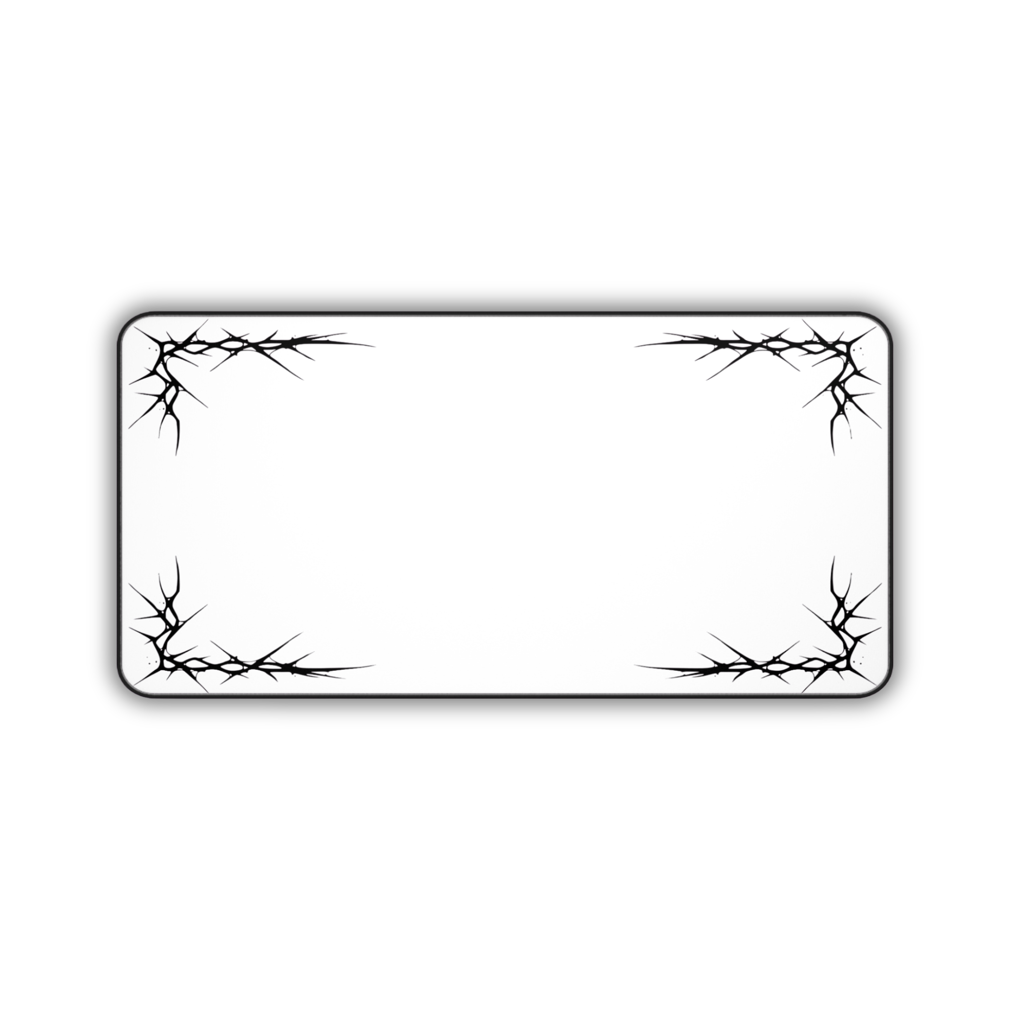 Thorns – White Desk Mat – Minimal Gothic Thorn Mouse Pad