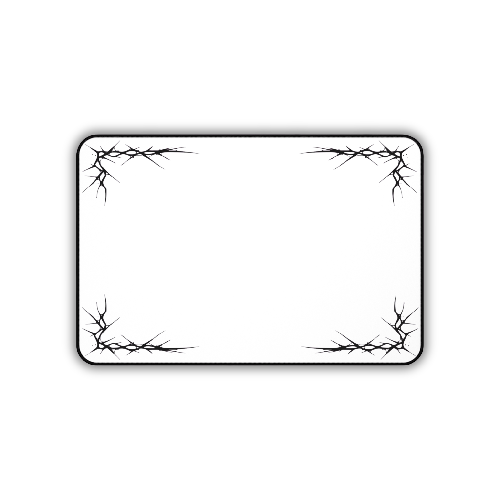 Thorns – White Desk Mat – Minimal Gothic Thorn Mouse Pad