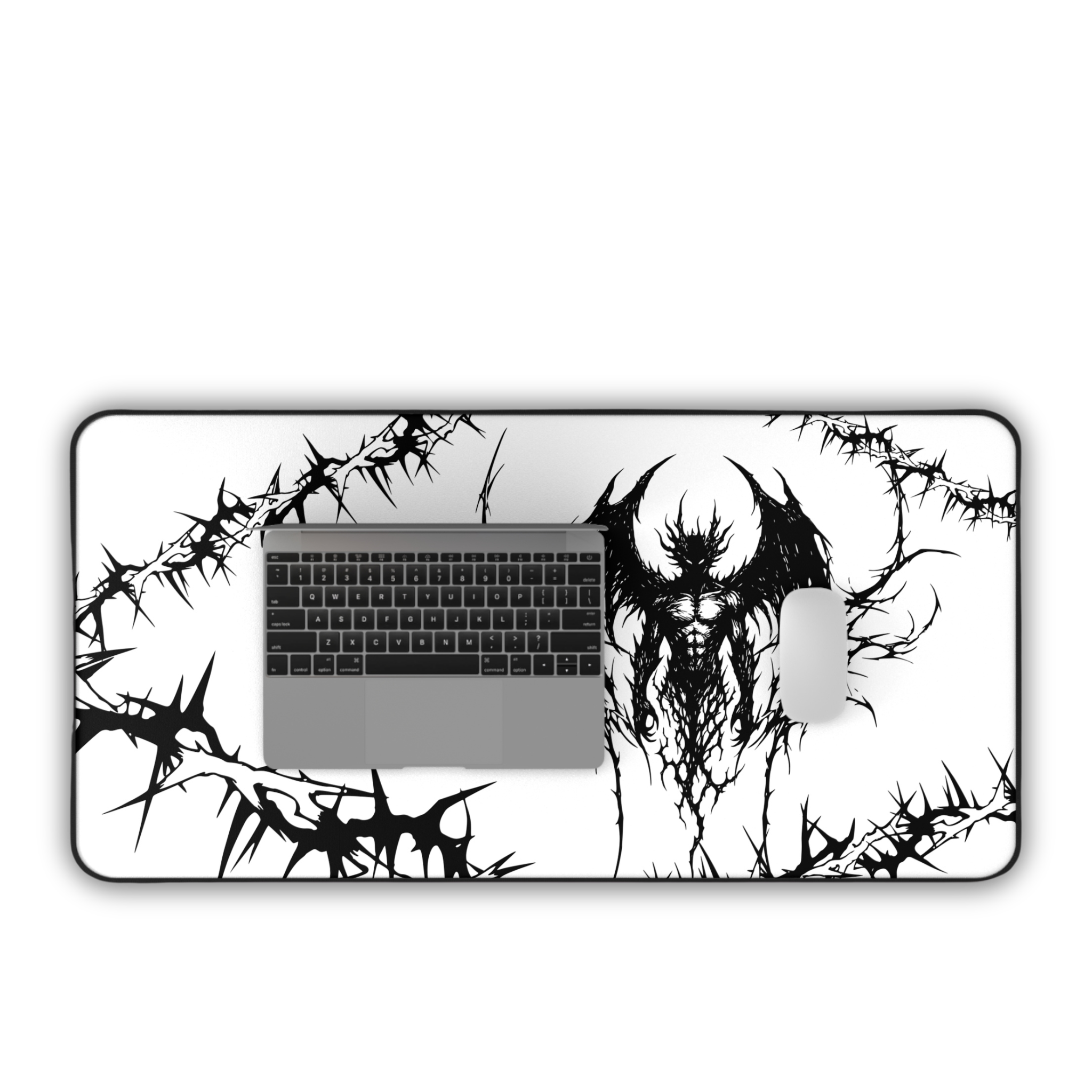 Eternal Prison – White Desk Mat – Cyber Sigil Demon Mouse Pad
