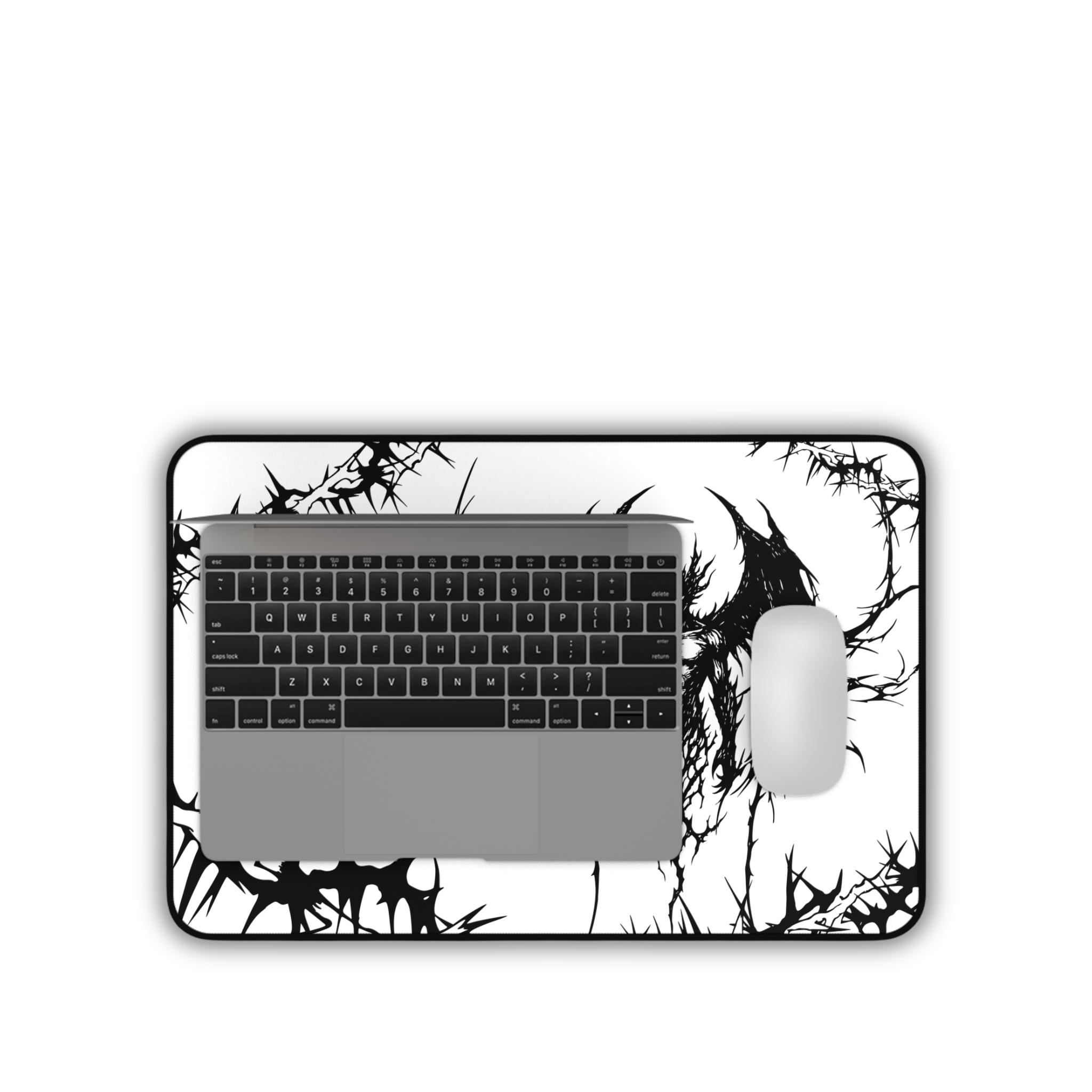 Eternal Prison – White Desk Mat – Cyber Sigil Demon Mouse Pad