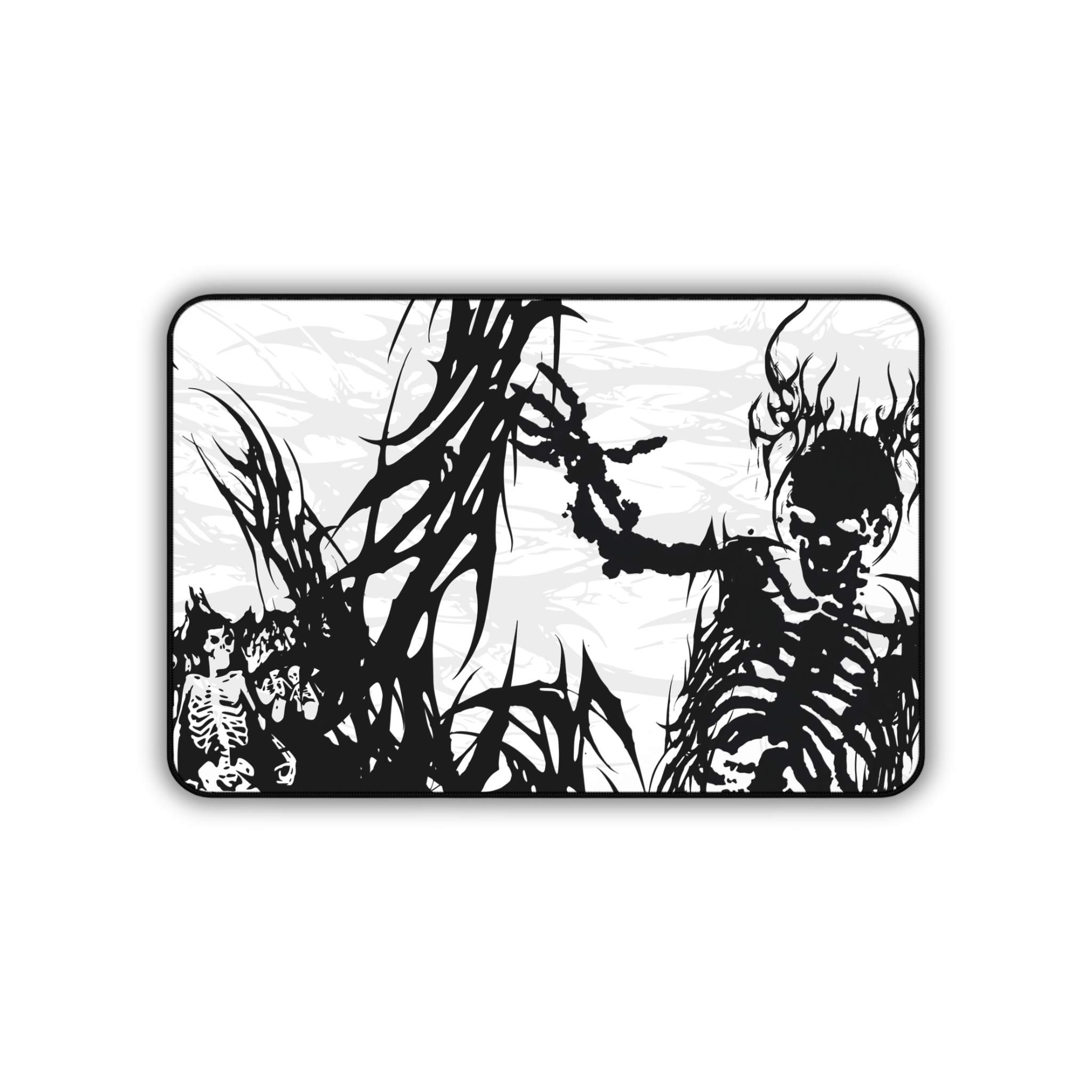 King of Torment – White Desk Mat – Cyber Sigil Skeleton King Mouse Pad