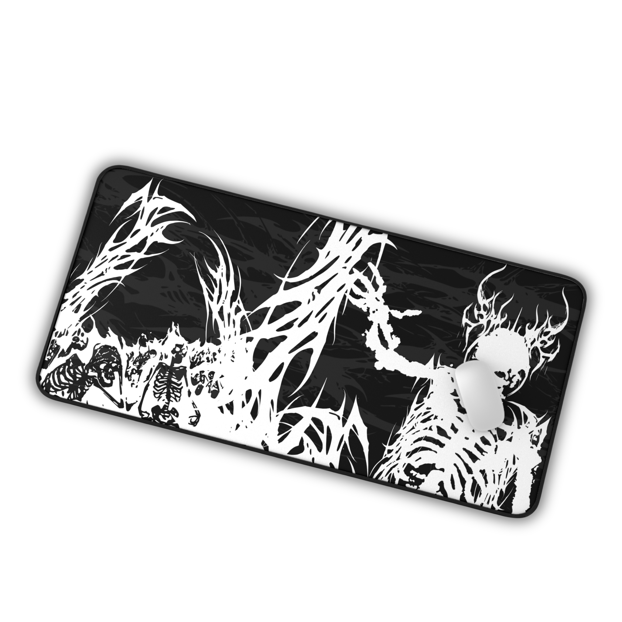 King of Torment – Black Desk Mat – Cyber Sigil Skeleton King Mouse Pad