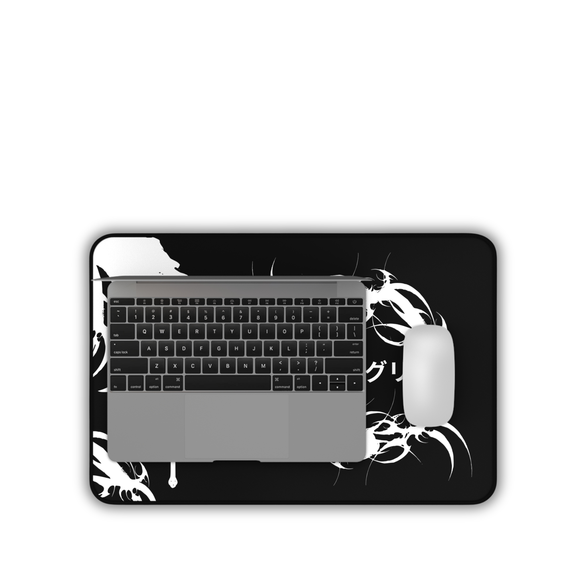 Japanese Hands – Black Desk Mat – Gothic Hand Illustration Mouse Pad