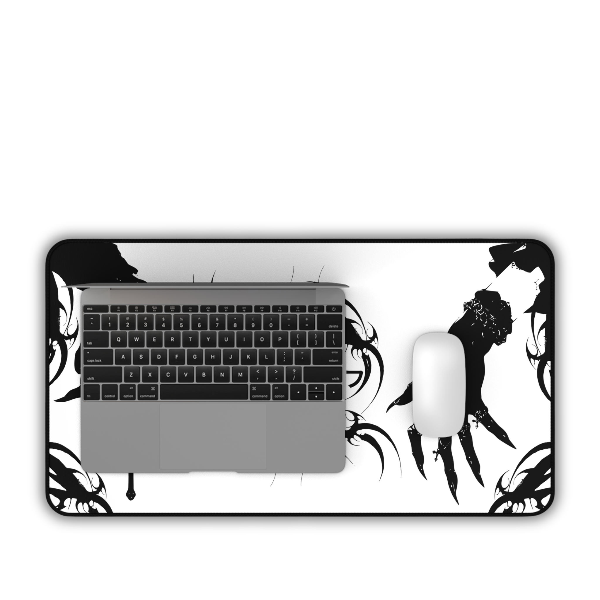 Japanese Hands – White Desk Mat – Gothic Hand Illustration Mouse Pad