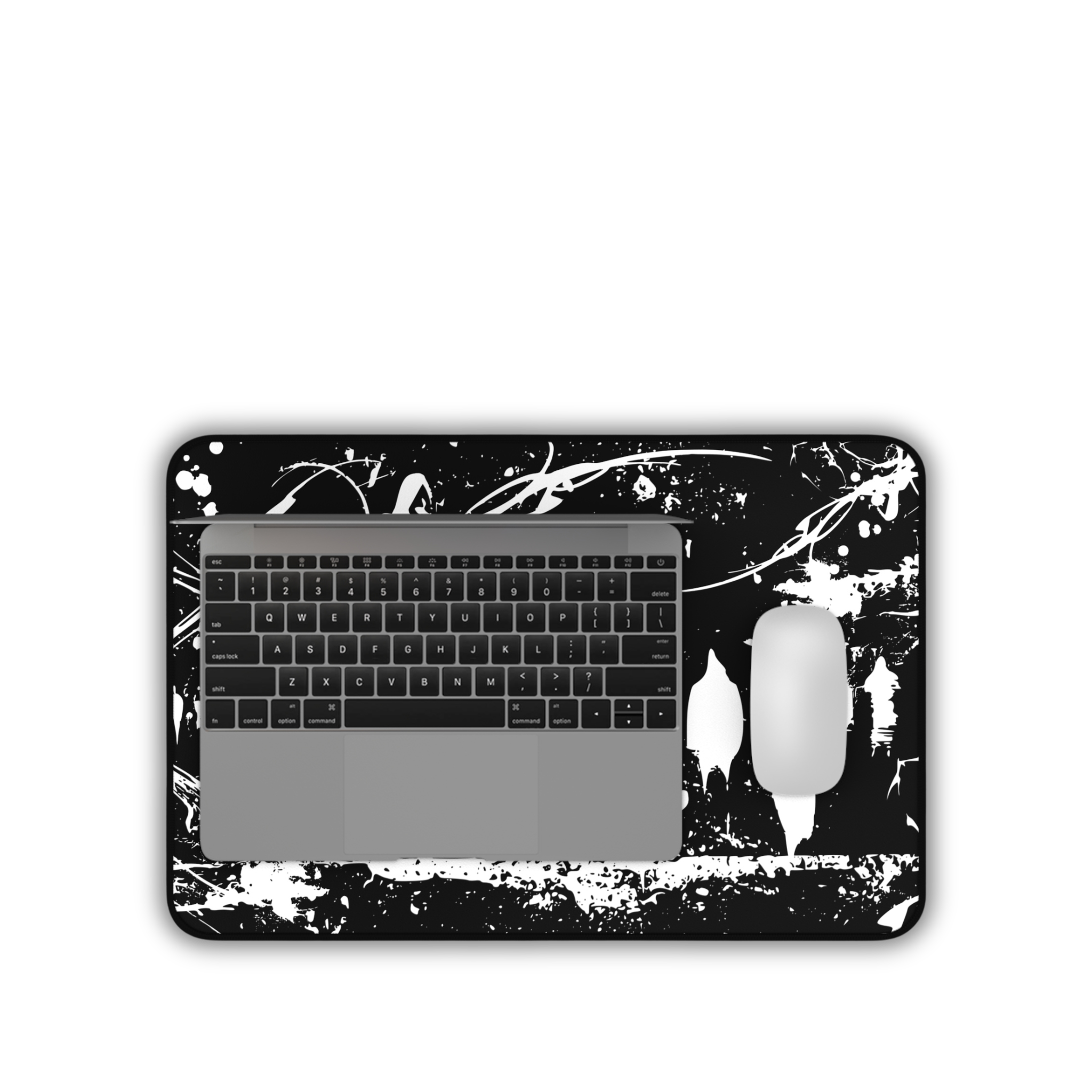 Silhouetted Crowds – Black Desk Mat – Abstract Ink Art Mouse Pad