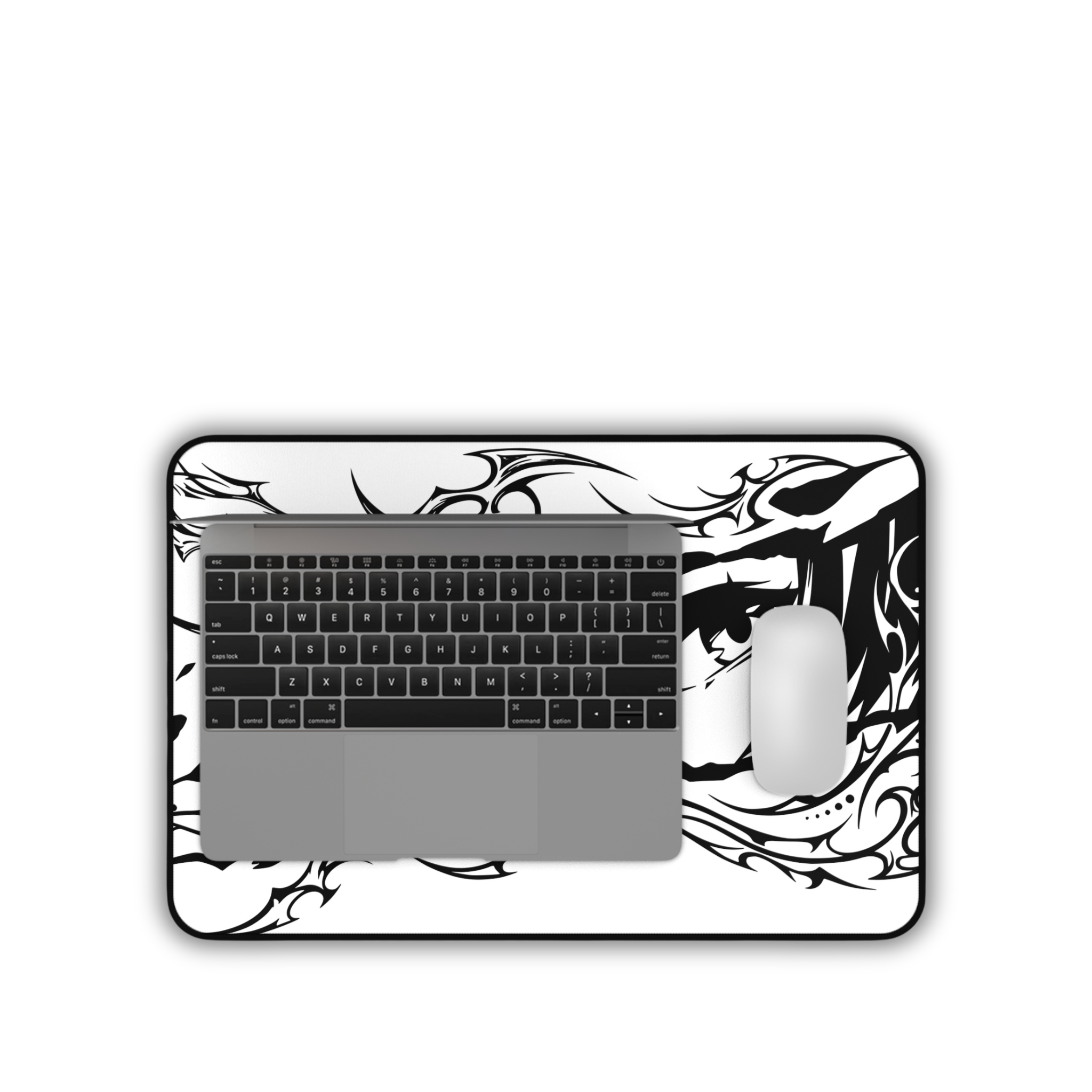 Monochrome Anime Eyes – White Desk Mat – Manga Eye Illustration Mouse Pad