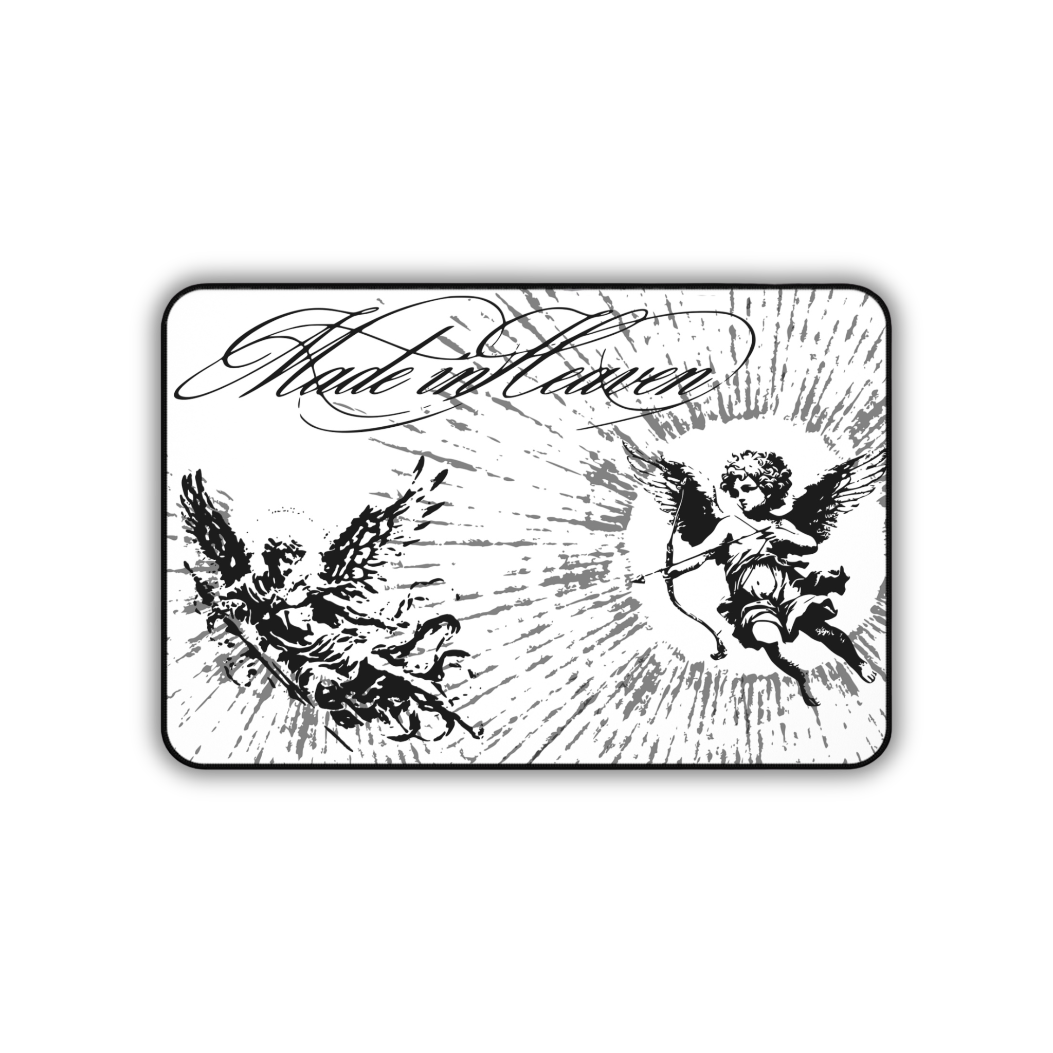 Cherub Angels – White Desk Mat – Vintage Baroque Celestial Mouse Pad