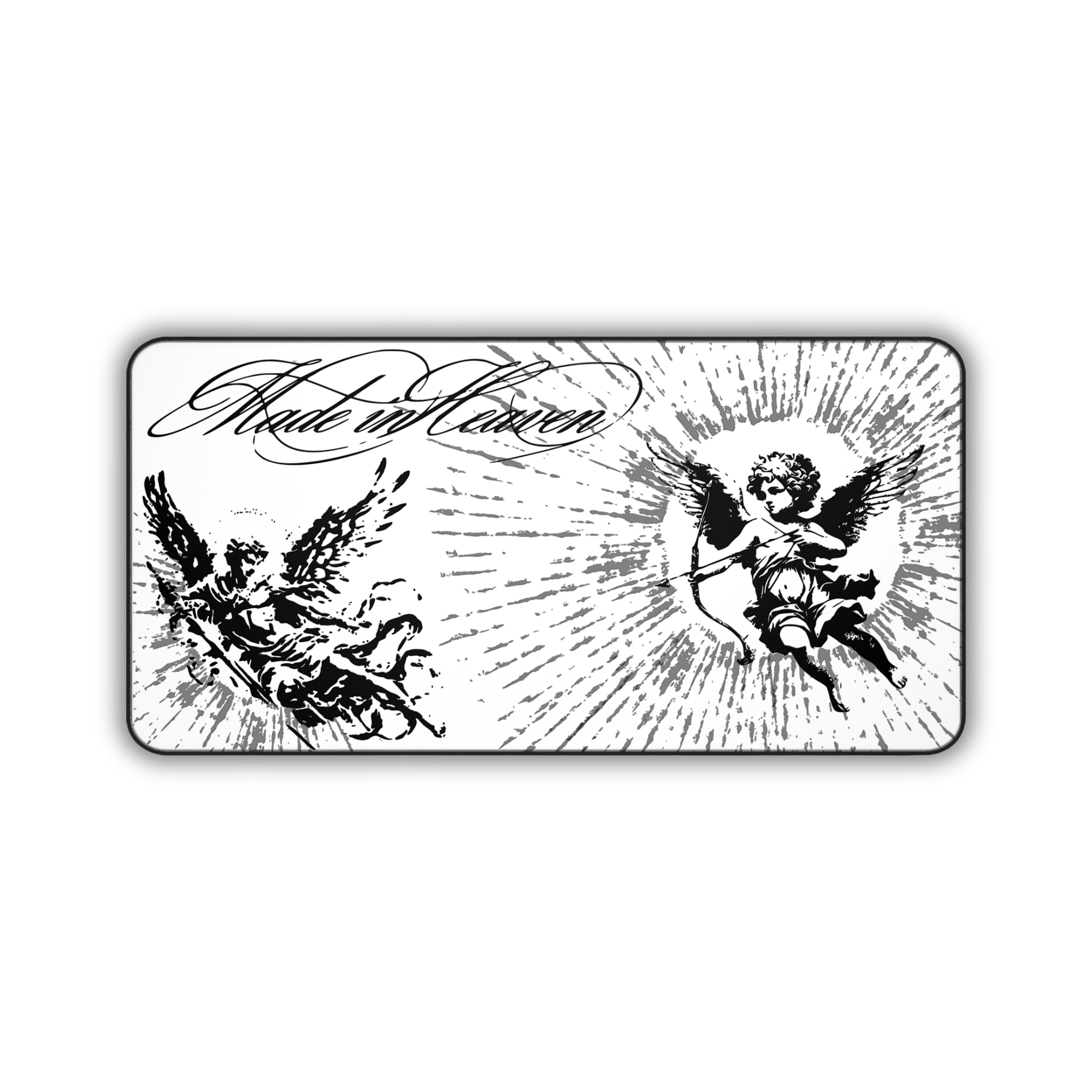 Cherub Angels – White Desk Mat – Vintage Baroque Celestial Mouse Pad
