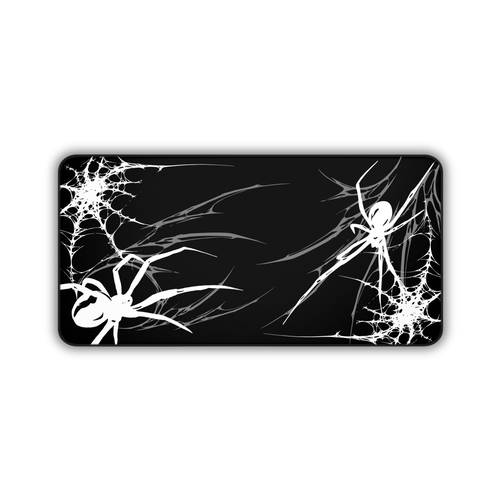 White Spider Web – Black Desk Mat – Gothic Spider Mouse Pad