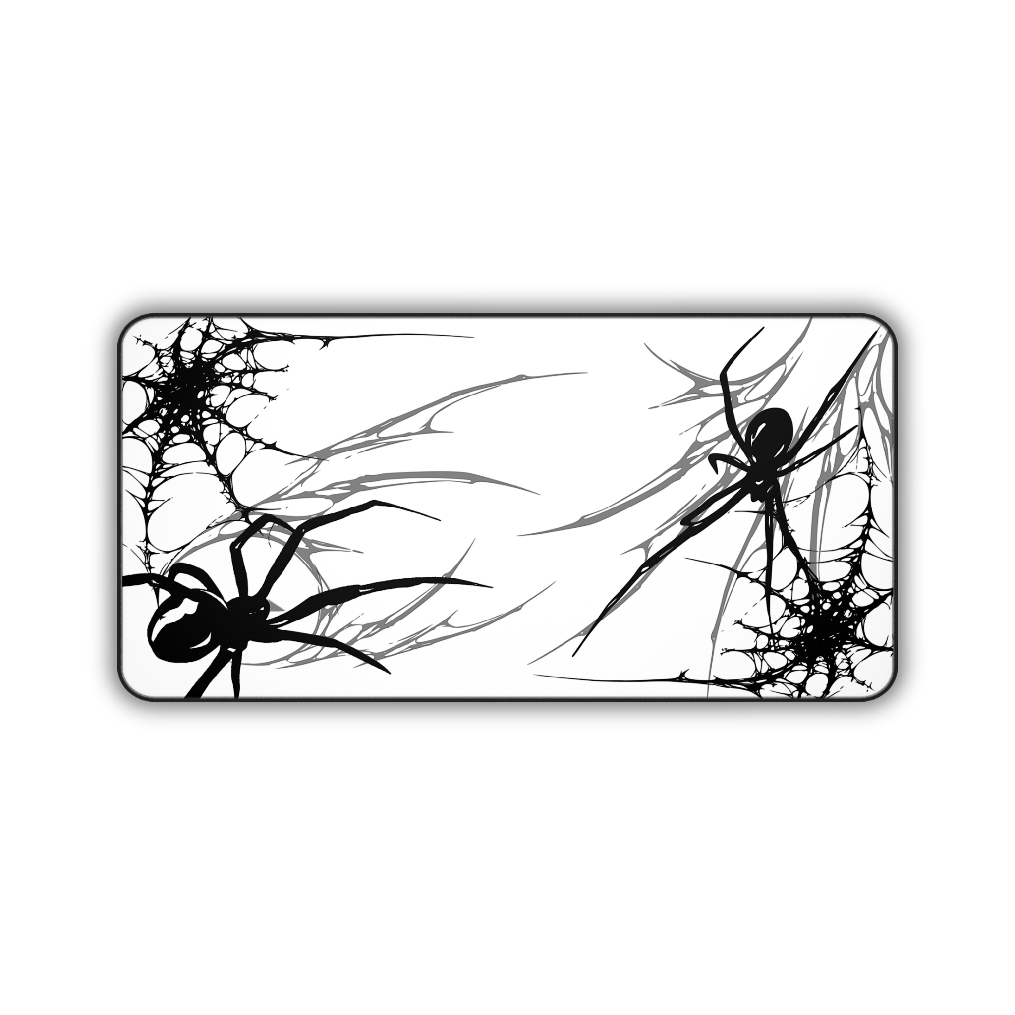 Black Spider Web – White Desk Mat – Minimal Gothic Spider Mouse Pad
