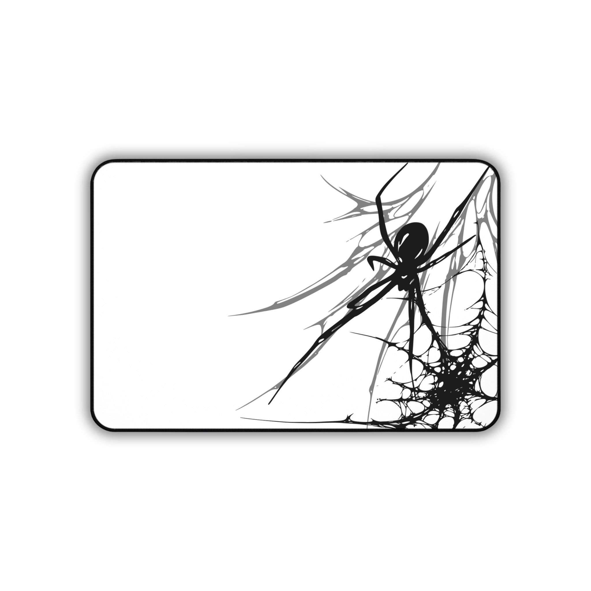 Black Spider Web – White Desk Mat – Minimal Gothic Spider Mouse Pad