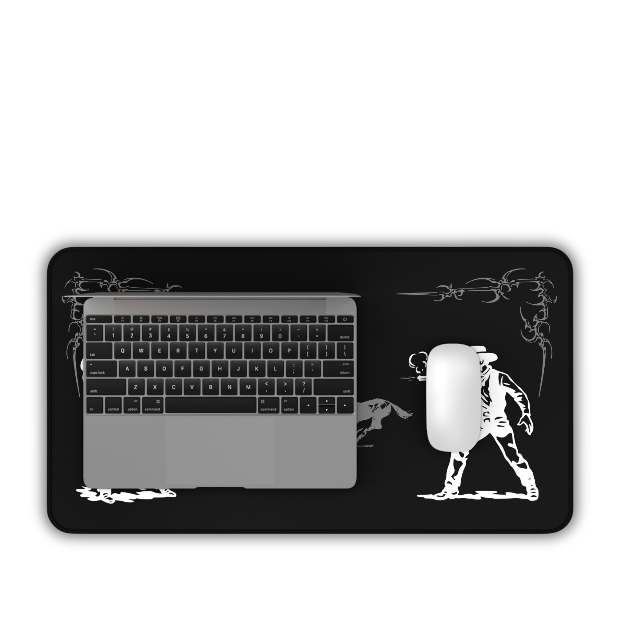 Western Showdown – Black Desk Mat – Cowboy Duel Mouse Pad