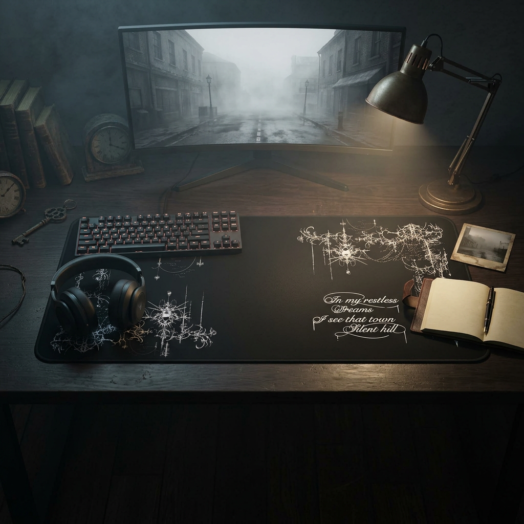 Restless Dreams – Black Desk Mat – Gothic Mouse Pad
